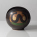 Walburga Külz, Germany, round vessel with brown and green decoration K2907