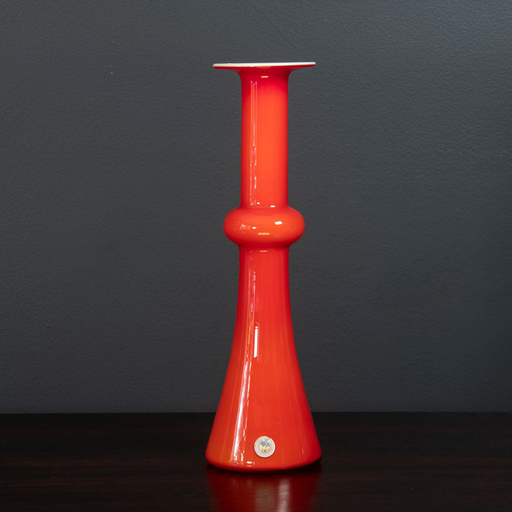 Per Lutken for Holmegaard, Denmark "Carnaby" candlestick vase in red and white J1164