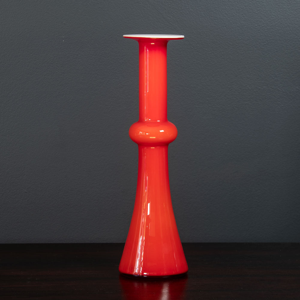 Per Lutken for Holmegaard, Denmark "Carnaby" candlestick vase in red and white J1164