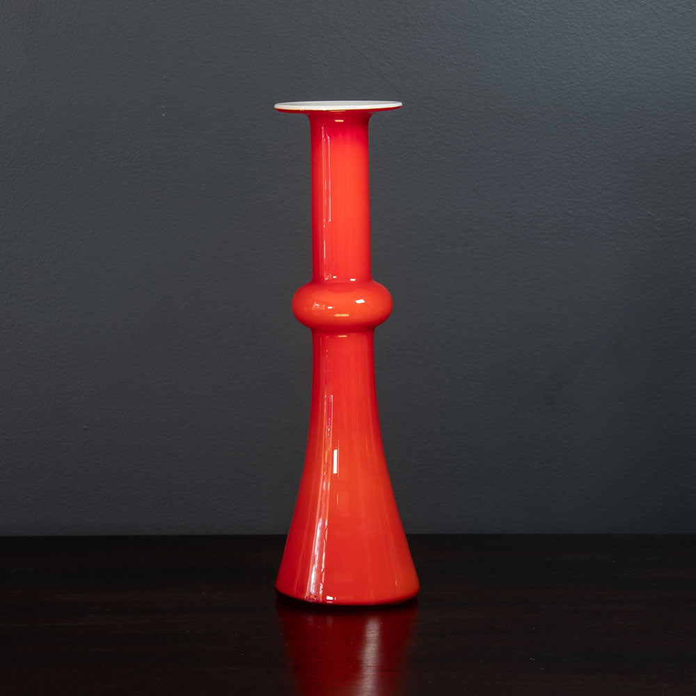 Per Lutken for Holmegaard, Denmark "Carnaby" candlestick vase in red and white J1164