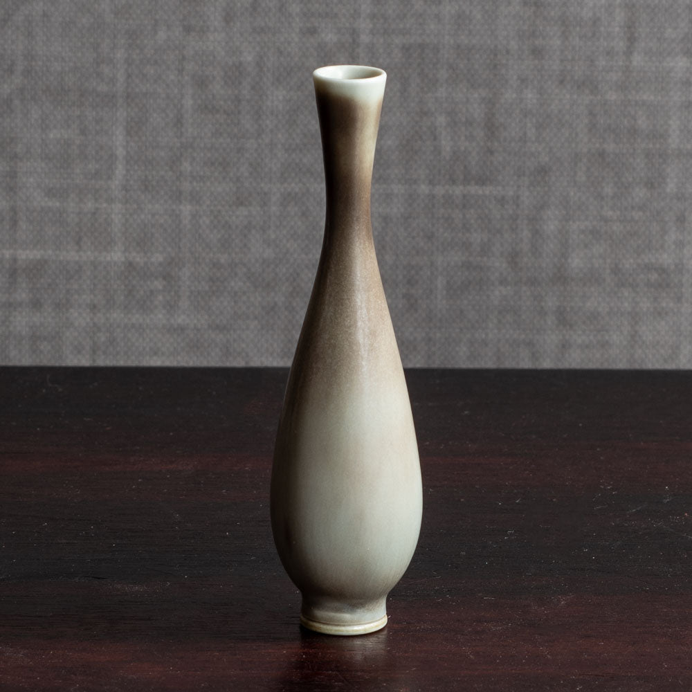Berndt Friberg for Gustavsberg, Sweden, unique stoneware miniature vase with gray haresfur glaze K2234