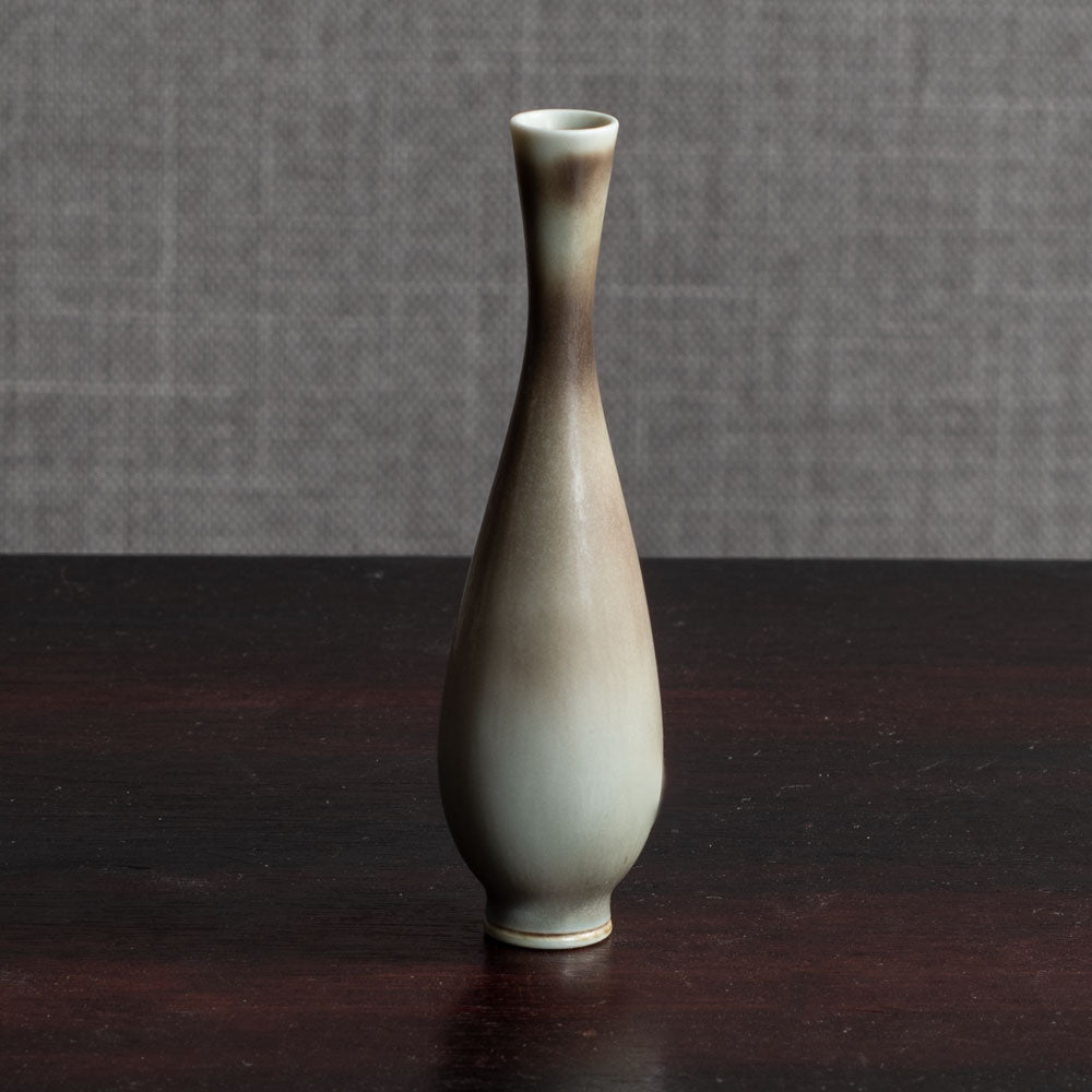 Berndt Friberg for Gustavsberg, Sweden, unique stoneware miniature vase with gray haresfur glaze K2234