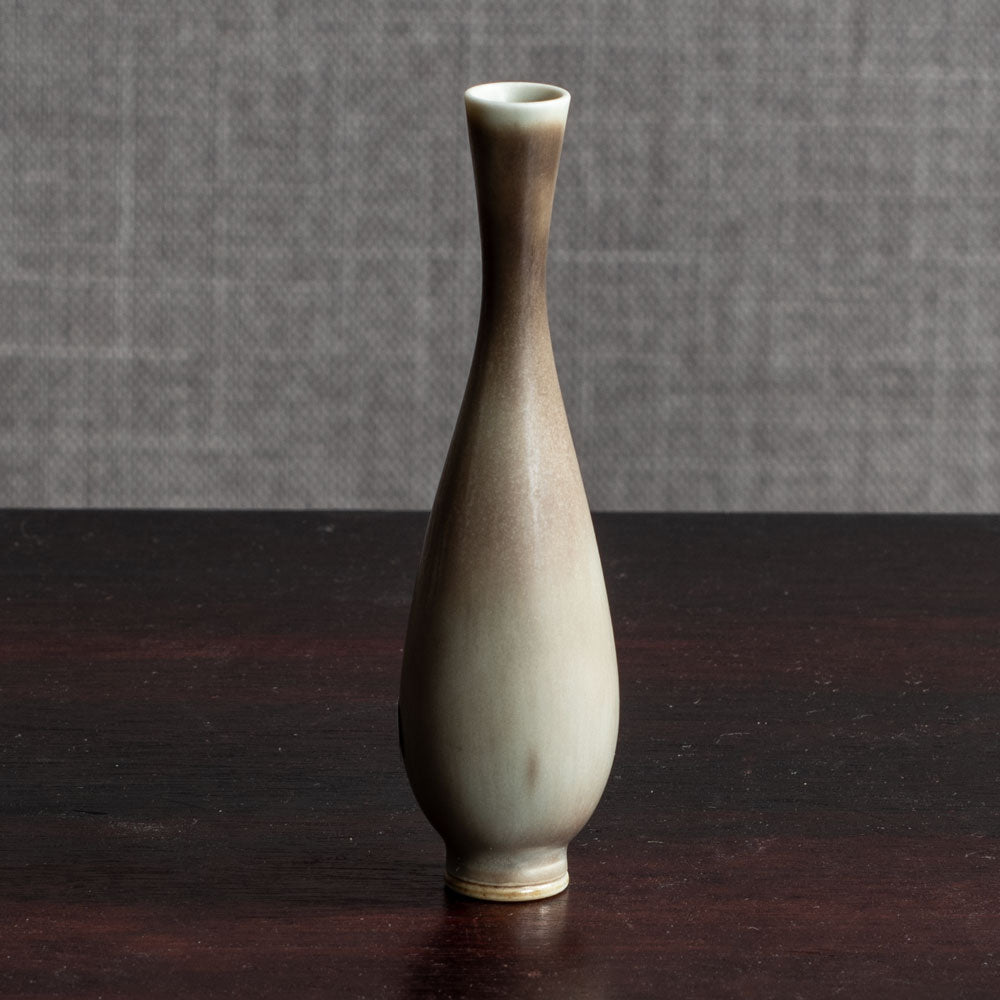 Berndt Friberg for Gustavsberg, Sweden, unique stoneware miniature vase with gray haresfur glaze K2234