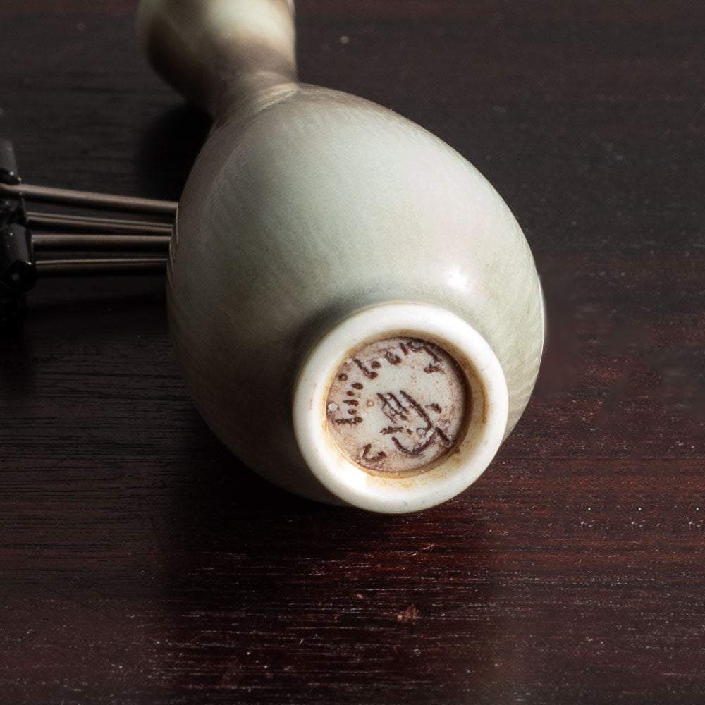 Berndt Friberg for Gustavsberg, Sweden, unique stoneware miniature vase with gray haresfur glaze K2234