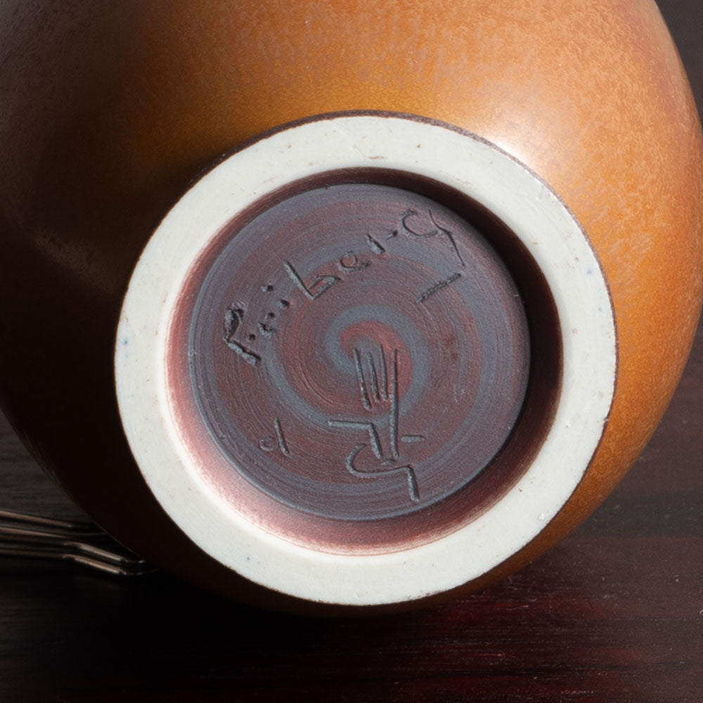 Berndt Friberg for Gustavsberg, Sweden, unique stoneware vase with golden brown haresfur glaze L3557