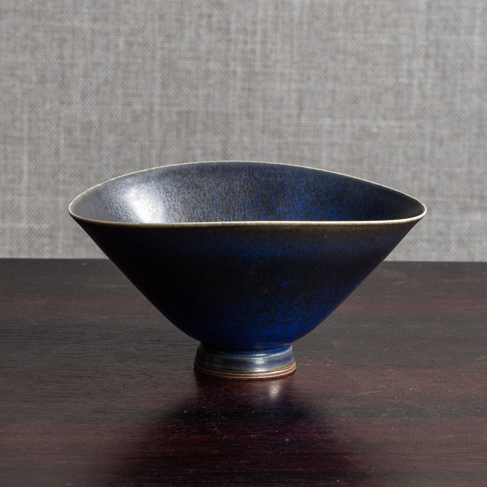 Berndt Friberg for Gustavsberg, Sweden, stoneware bowl with blue haresfur glaze M4166