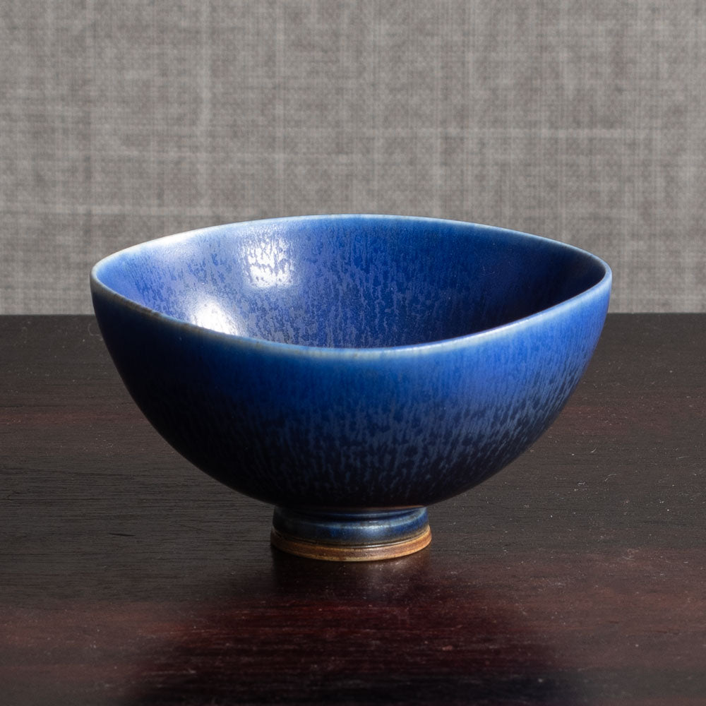 Berndt Friberg for Gustavsberg, Sweden, stoneware bowl with blue haresfur glaze M4158