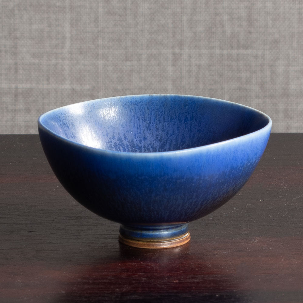 Berndt Friberg for Gustavsberg, Sweden, stoneware bowl with blue haresfur glaze M4158