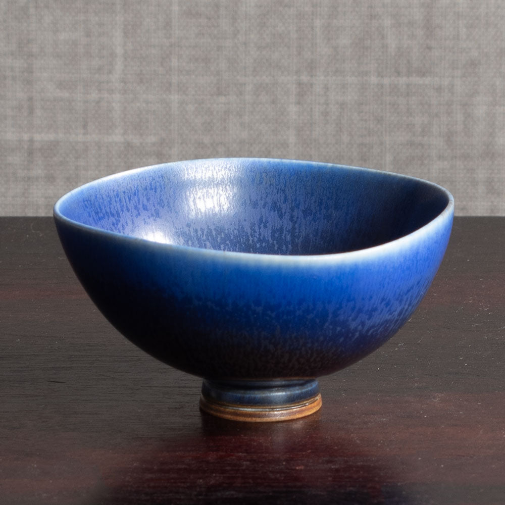Berndt Friberg for Gustavsberg, Sweden, stoneware bowl with blue haresfur glaze M4158