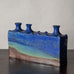 Francesca Mascitti Lindh for Arabia, Finland, multi-opening rectangular vase with blue and brown glaze H1266