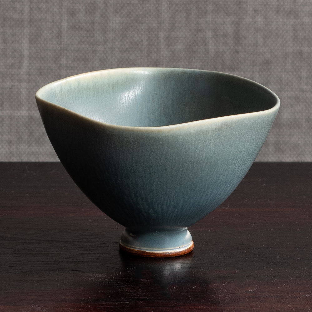 Berndt Friberg for Gustavsberg, Sweden, stoneware bowl with pale blue haresfur glaze M4052