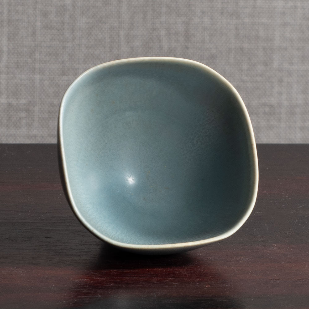 Berndt Friberg for Gustavsberg, Sweden, stoneware bowl with pale blue haresfur glaze M4052