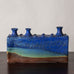 Francesca Mascitti Lindh for Arabia, Finland, multi-opening rectangular vase with blue and brown glaze H1266