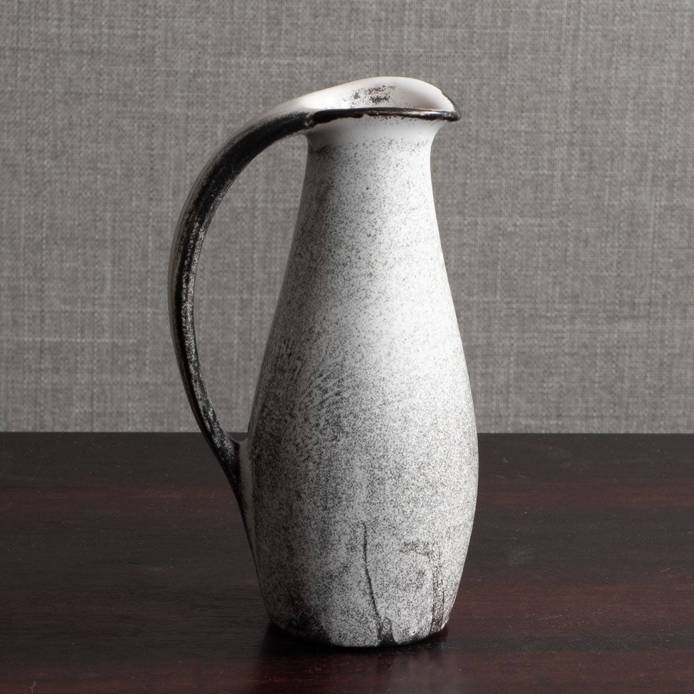 Nils Kähler for Kähler Keramik, Denmark, handled jug with black and white glaze M4163
