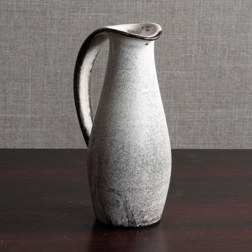 Nils Kähler for Kähler Keramik, Denmark, handled jug with black and white glaze M4163