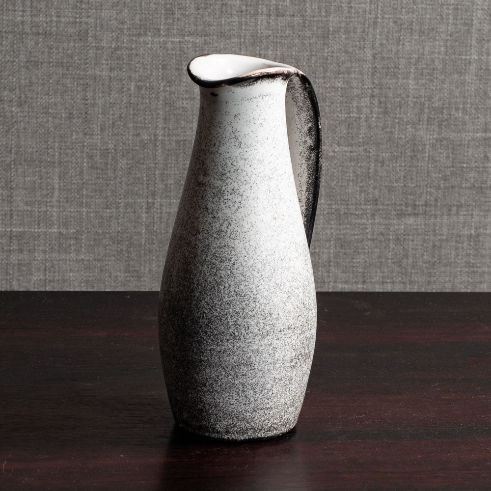 Nils Kähler for Kähler Keramik, Denmark, handled jug with black and white glaze M4163