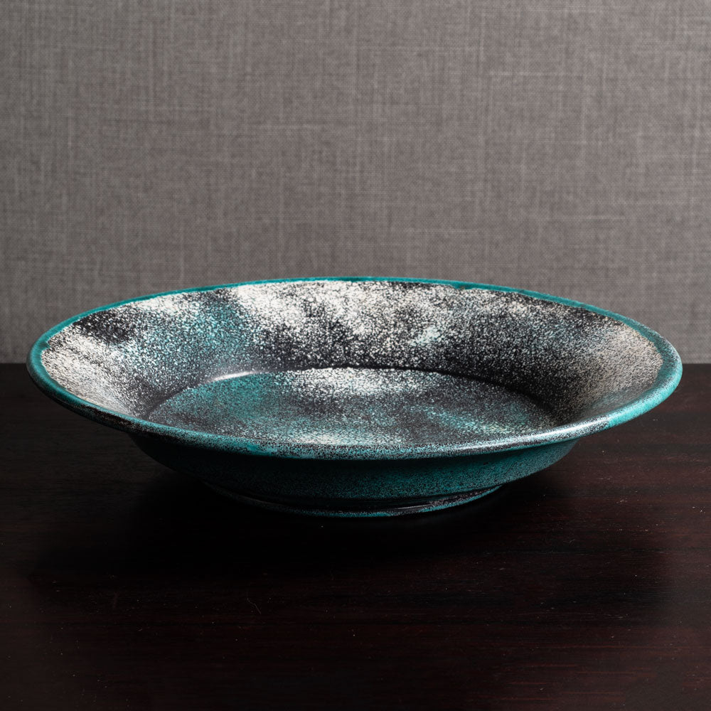Svend Hammershoj for Kähler Keramik, Denmark, bowl with black, white and green glaze M4162