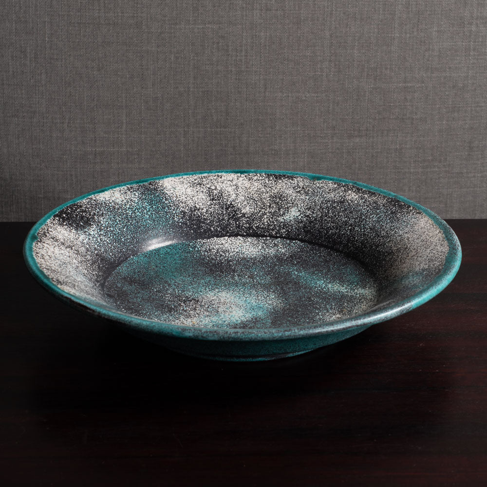 Svend Hammershoj for Kähler Keramik, Denmark, bowl with black, white and green glaze M4162