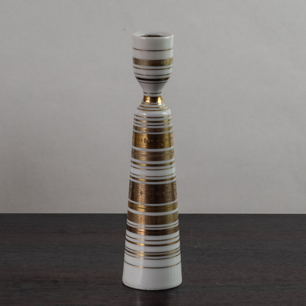 Bjorn Wiinblad for Rosenthal, cylindrical porcelain bud vase with gold pattern L3035