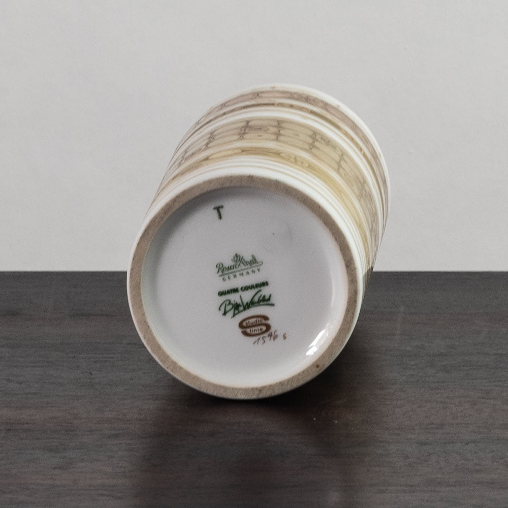 Bjorn Wiinblad for Rosenthal, cylindrical porcelain vase with gold pattern L3035