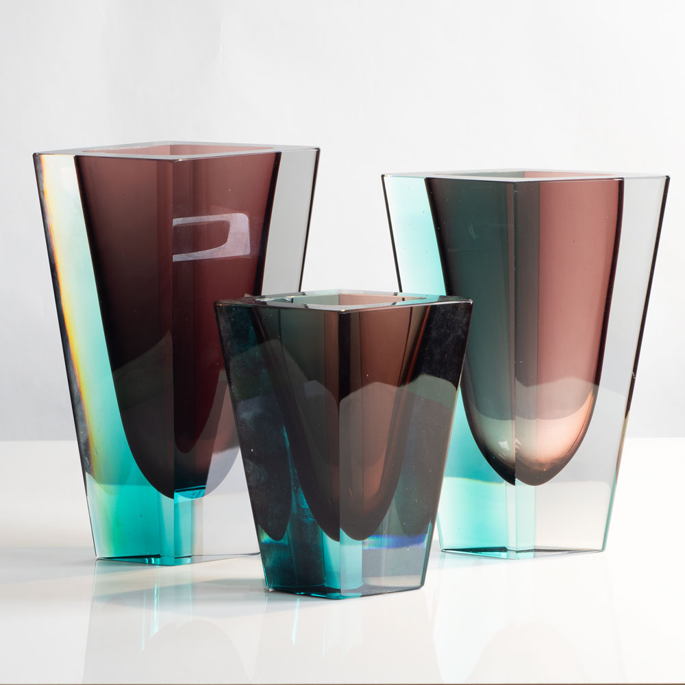 Group of purple "Prisma" vases by Kaj Franck for Nuutäjarvi-Nottsjö