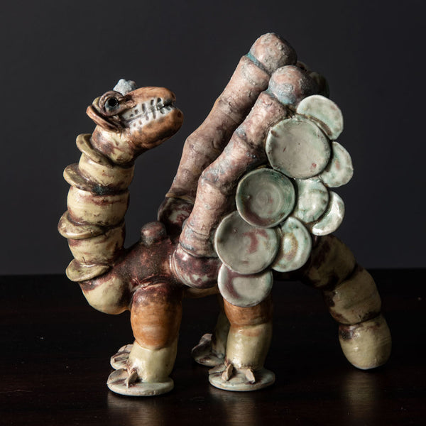 Kühn Keramik Berlin 陶器 フィギュア 人形 Beate Kuhn, Germany, unique monster figure with pink and cream