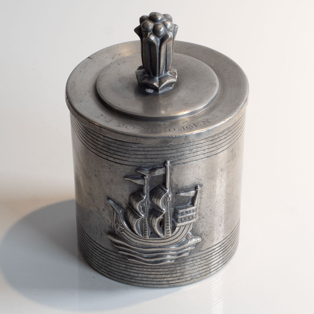 CG Hallberg, Sweden, pewter lidded jar L3770