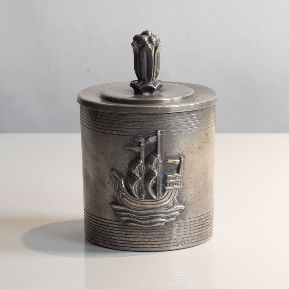 CG Hallberg, Sweden, pewter lidded jar L3770