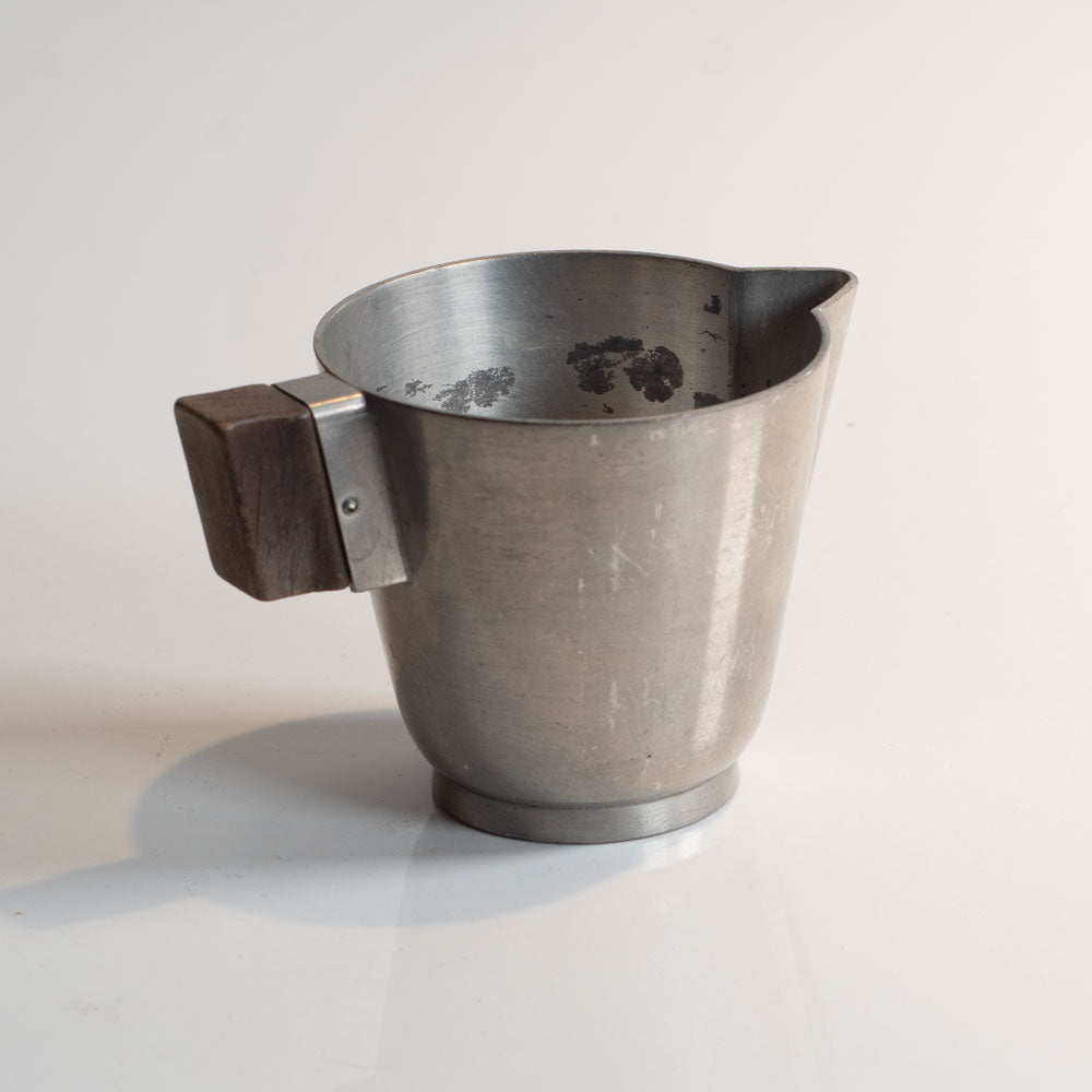 GAB Tenn, Sweden, pewter cream cup with wooden handle L3864