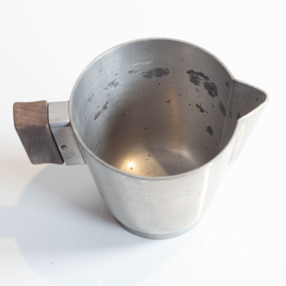 GAB Tenn, Sweden, pewter cream cup with wooden handle L3864