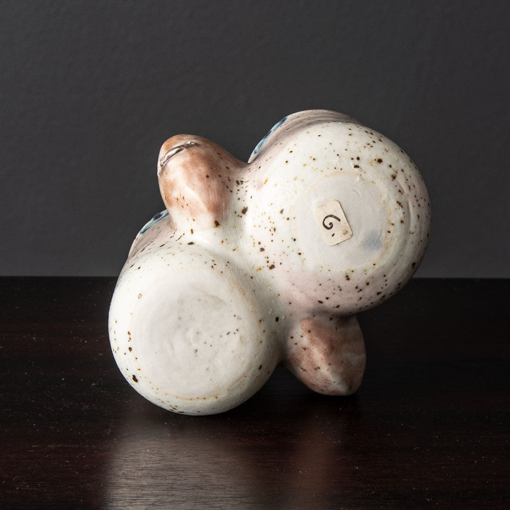 Beate Kuhn, Germany, unique sculptural vessel with pink, blue and white glaze H1252