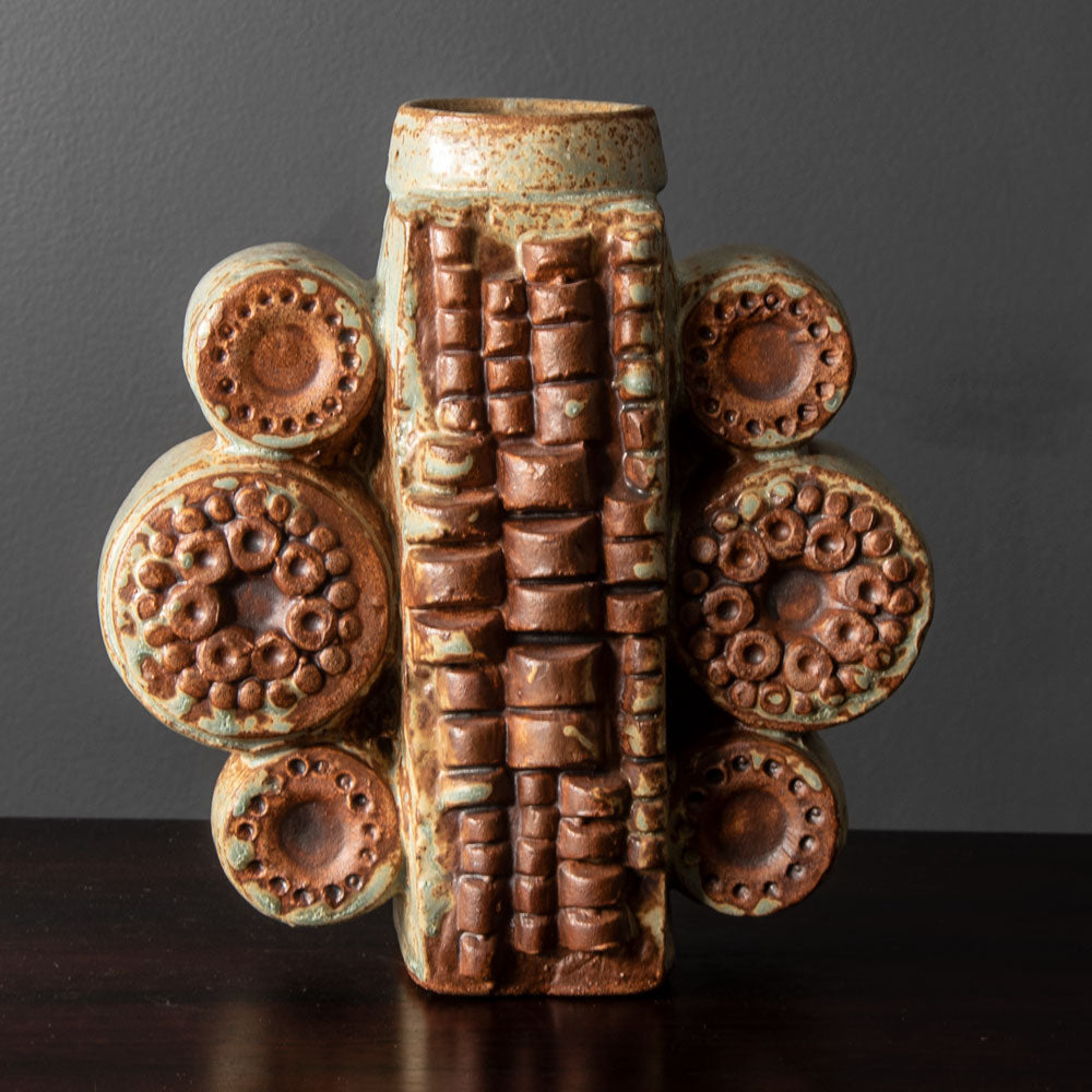 Bernard Rooke, UK, stoneware vase with gray and brown glaze J1089