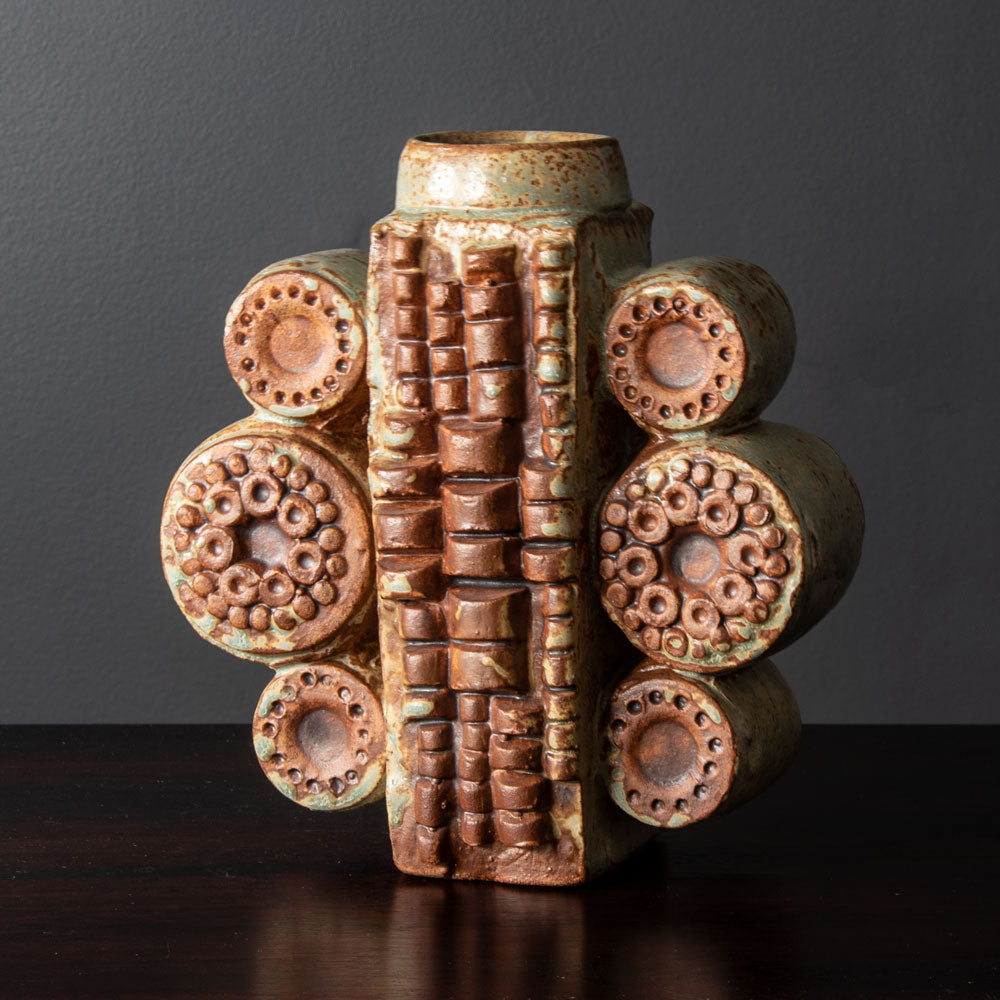 Bernard Rooke, UK, stoneware vase with gray and brown glaze J1089