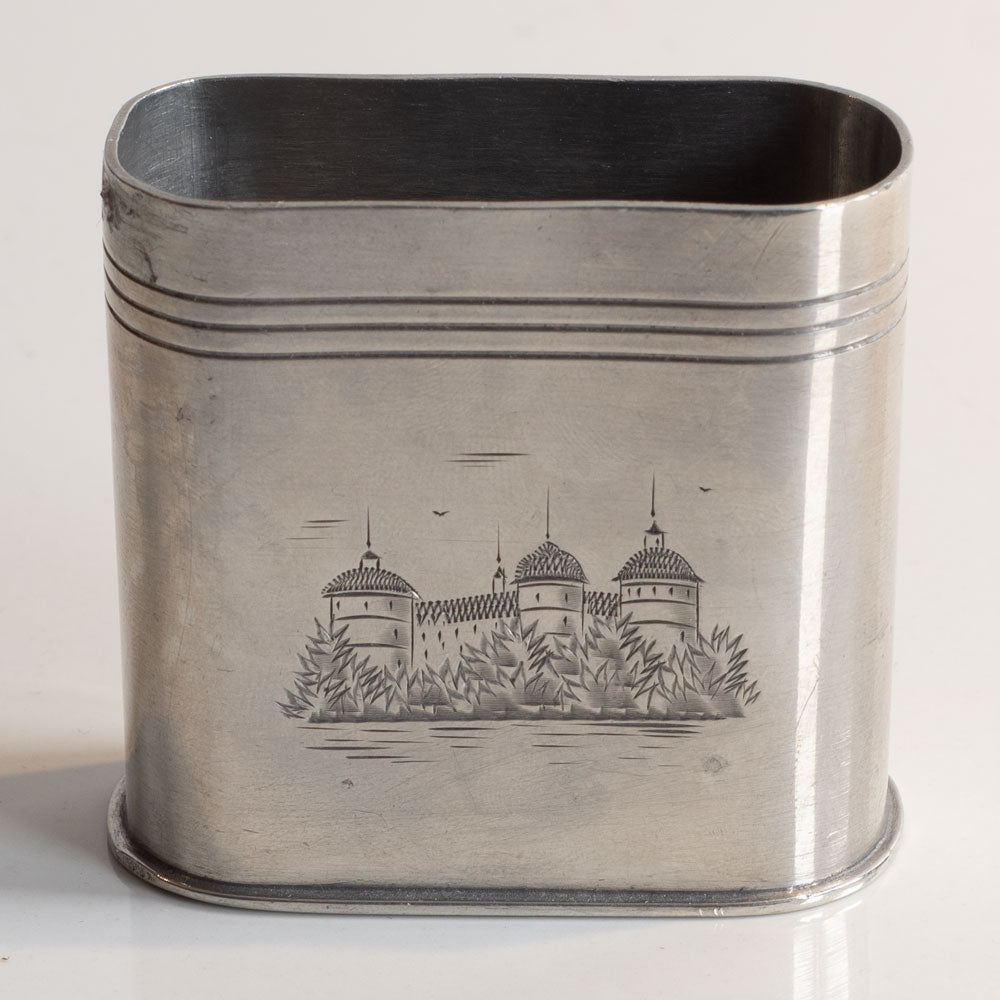 GAB Tenn, Sweden, toothpick holder with impressed castle motif M4185