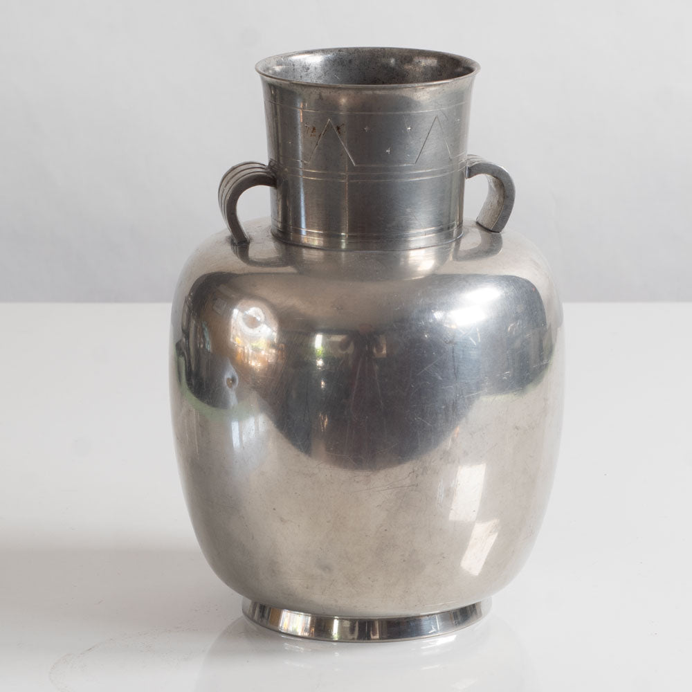 Folke Arström for Åke Wiberg, Sweden, decorated pewter vase L3769