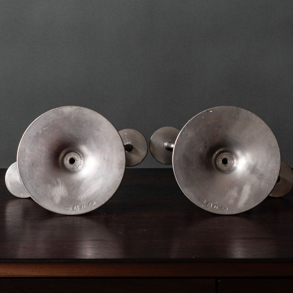 Edvin Ollers for Schreuder & Olsson, Sweden, pair of pewter candlesticks L3136