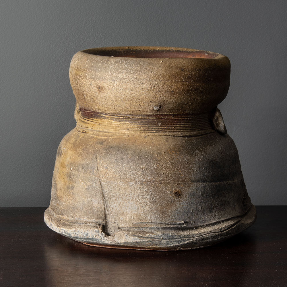 Paul Chaleff, US unique stoneware unglazed vessel H1218