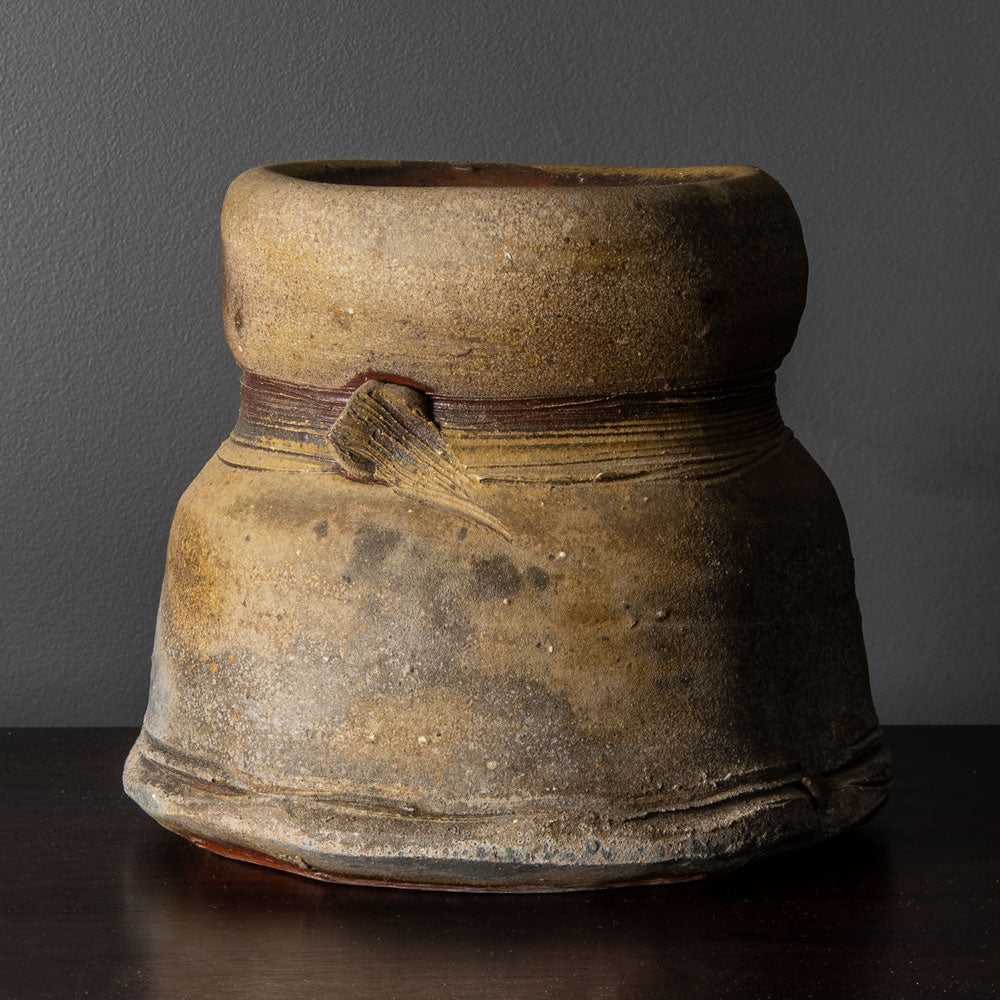 Paul Chaleff, US unique stoneware unglazed vessel H1218