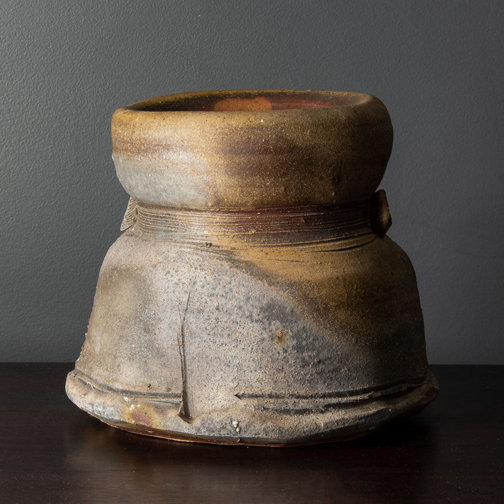 Paul Chaleff, US unique stoneware unglazed vessel H1218
