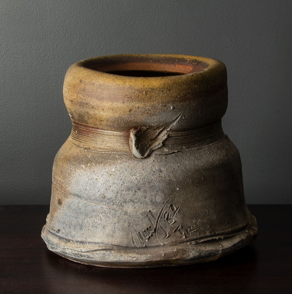 Paul Chaleff, US unique stoneware unglazed vessel H1218