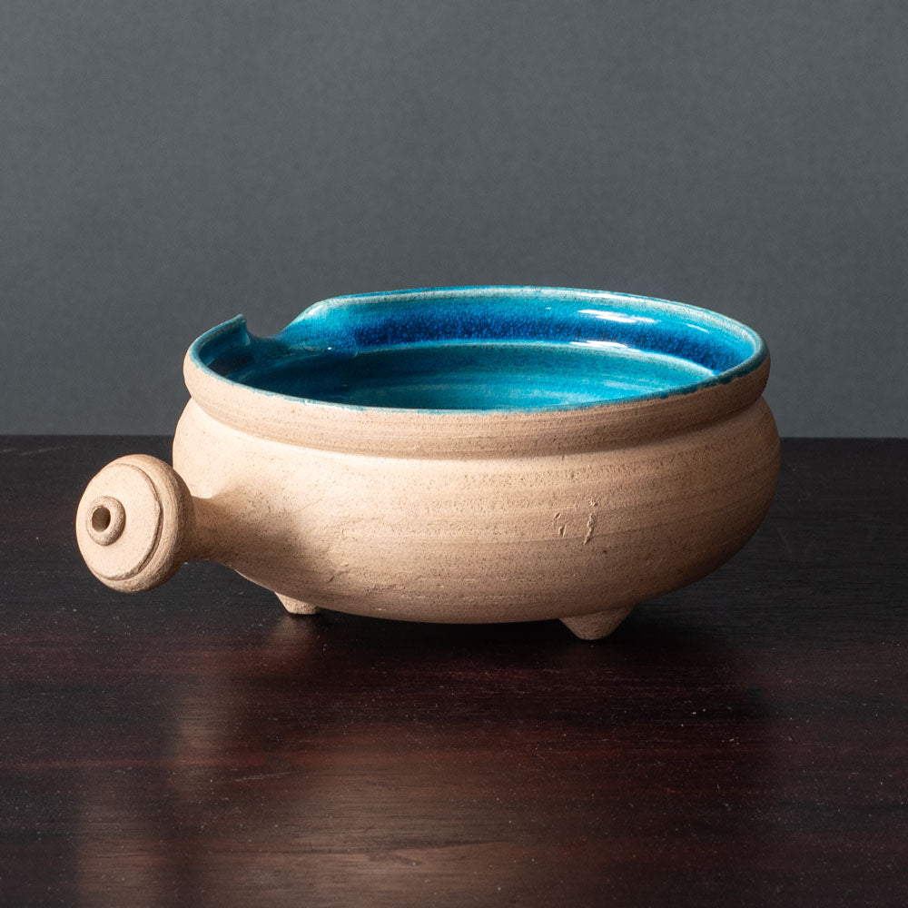 Nils Kähler for Herman A. Kähler Keramik, Denmark, shallow pouring vessel with turquoise glaze H1342
