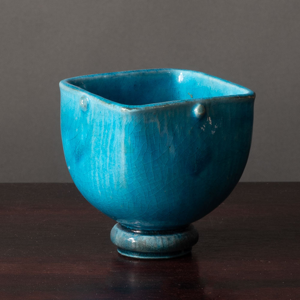 Nils Kähler for Herman A. Kähler Keramik bowl with turquoise glaze H1533
