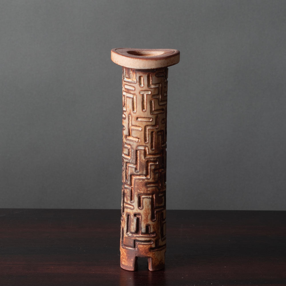 Wilhelm Kåge for Gustavsberg, Sweden, unique stoneware "Farsta" vase with brown glaze G9222