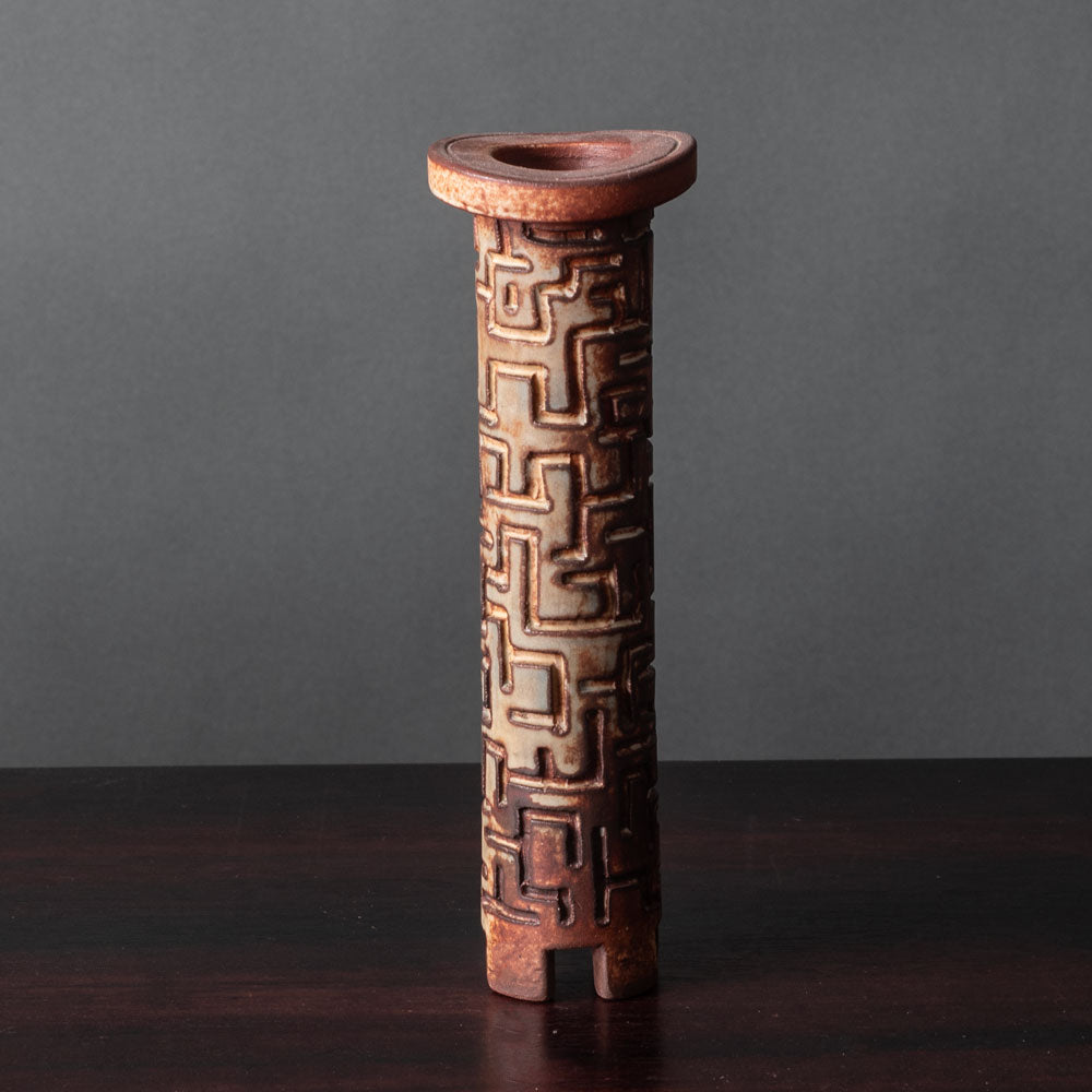 Wilhelm Kåge for Gustavsberg, Sweden, unique stoneware "Farsta" vase with brown glaze G9222