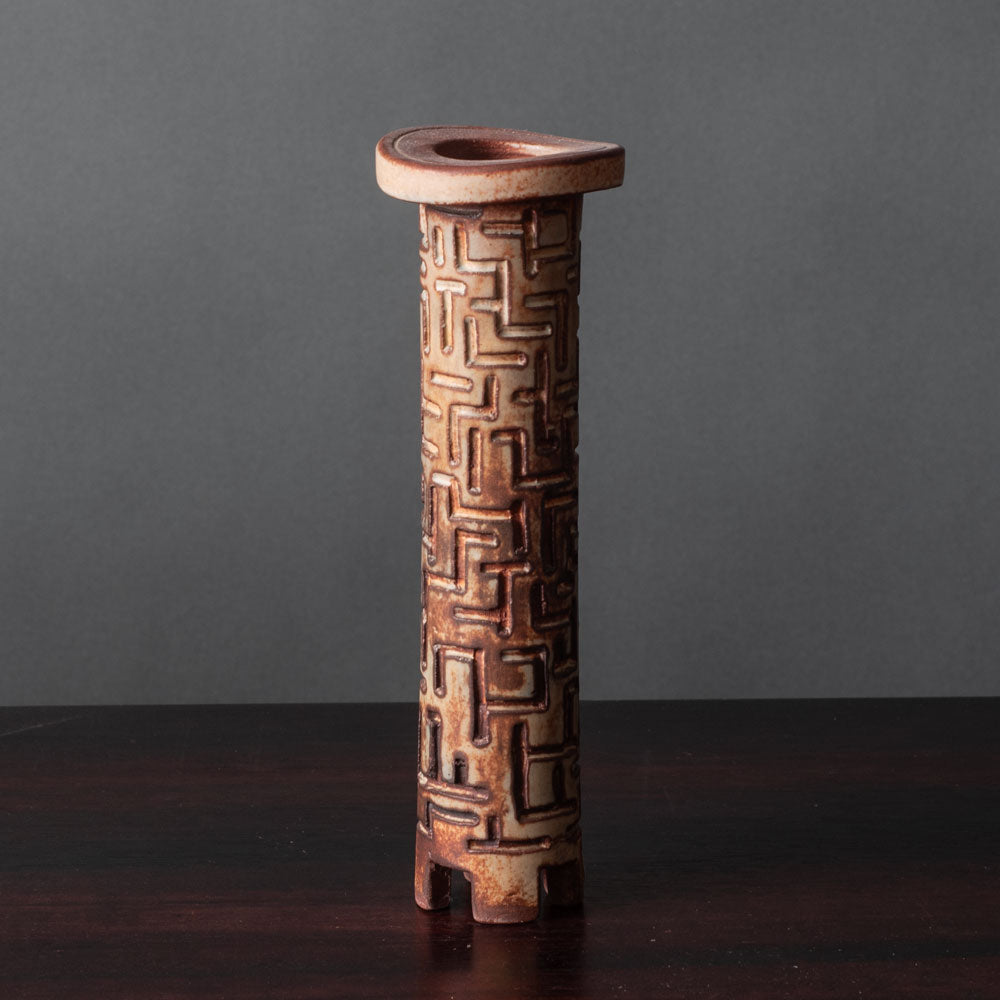 Wilhelm Kåge for Gustavsberg, Sweden, unique stoneware "Farsta" vase with brown glaze G9222