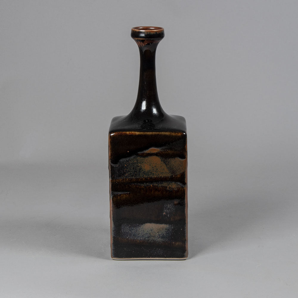 Karl Scheid, Germany, large bottle vase with glossy tenmoku glaze H1568