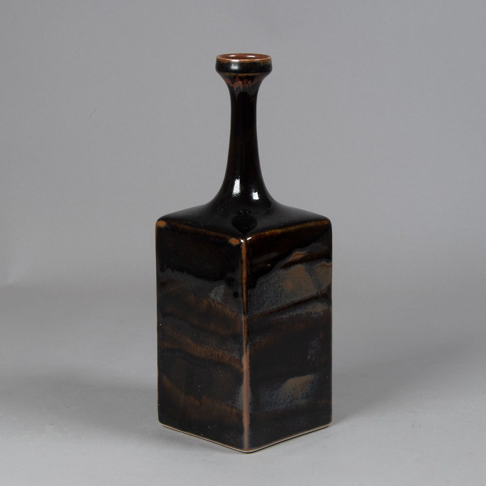 Karl Scheid, Germany, large bottle vase with glossy tenmoku glaze H1568