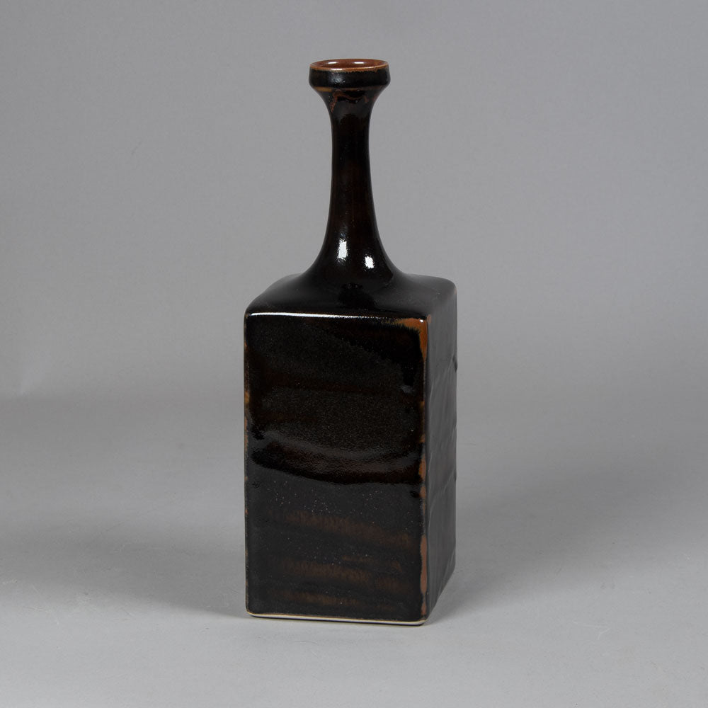 Karl Scheid, Germany, large bottle vase with glossy tenmoku glaze H1568