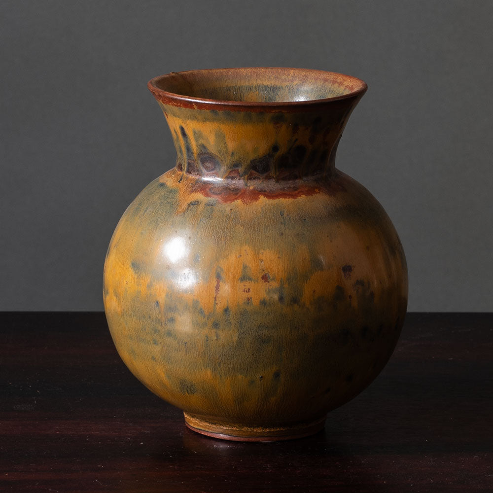 Patrick Nordstrom and Carl Halier for Royal Copenhagen, vase with brown glaze K2480