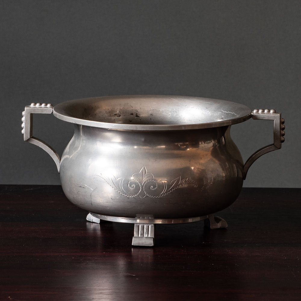 Emil O. Möller, Sweden, art deco pewter bowl with two handles L3129